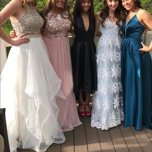 White/gold, Two Piece Prom Dress